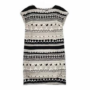 Marimekko‎ Siro Black & Grey Printed Cotton French Sleeve Dress Lined Small EUC